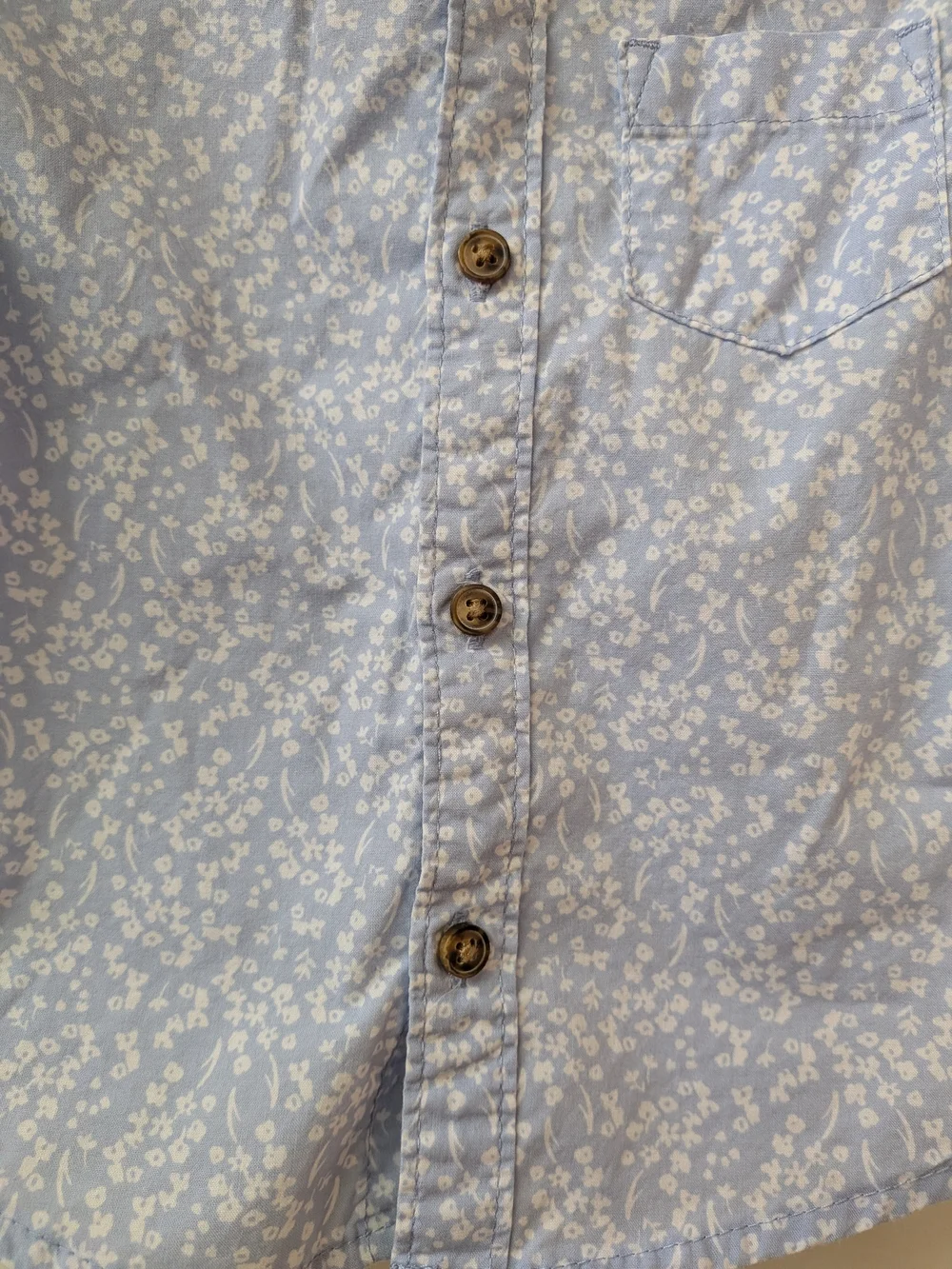 Carter's Light Blue Floral Short-Sleeve Button-Up Shirt